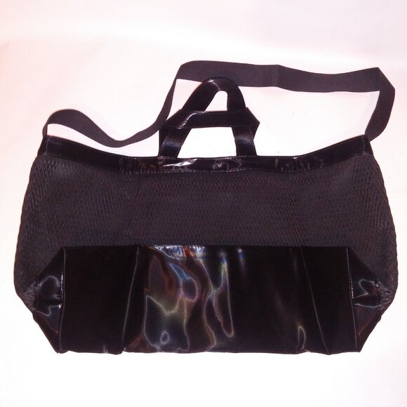 Victoria Secret Tote Bag Black Mesh Gym Bag Zip Closure Shoulder Bag 17x12 New - Picture 7 of 10